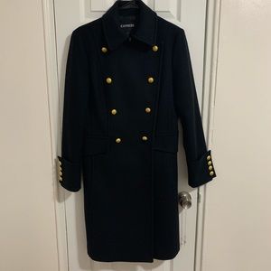 Black Military Style Express Pea Coat SZ Small